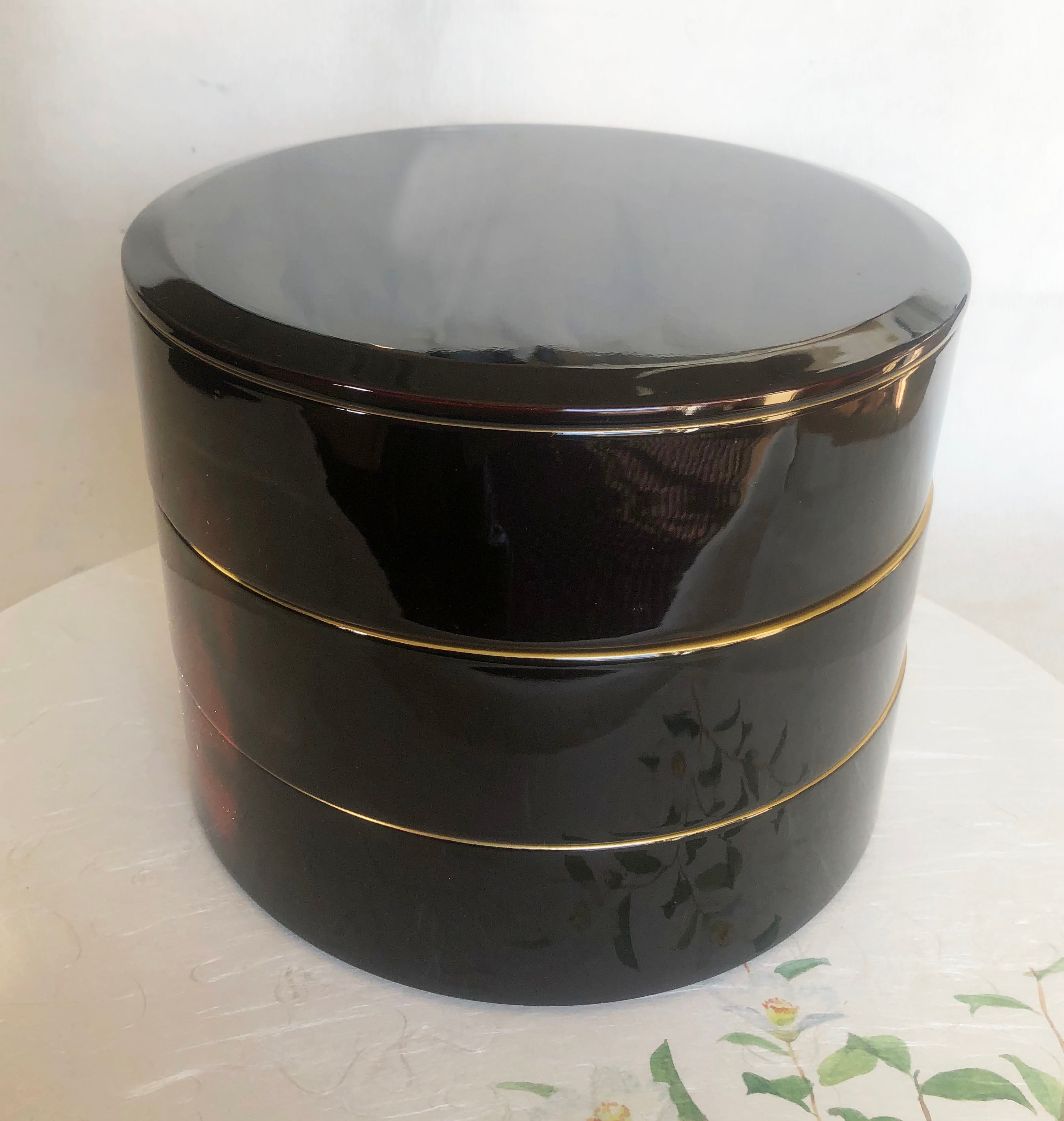 重箱 おせち 銀朱塗二段重内黒取皿二枚付 15cm 木製